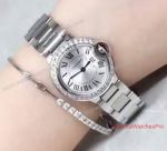 Replica Cartier Ballon Bleu De Cartier SS 28mm Silver Face Diamond Bezel Watch